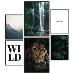 Jungle Art Print Set of 6 for Living Room Decor Made of Durable <b>Paper</b> - Product Image 5