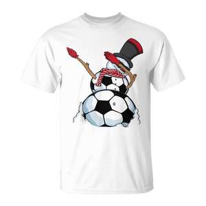 Camiseta de Fútbol con Diseño Navideño de Muñeco de Nieve, Unisex para Adultos, Cuello Redondo, Manga Corta, Impresión Digital, Diseño Deportivo - Product Image 1