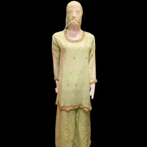 ชุดเดรสชีฟองสำเร็จรูปคุณภาพสูง ดีไซน์สวยหรู พร้อมกางเกงทรงชาราร่า สำหรับงานปาร์ตี้ ตกแต่งด้วยงานปักอย่างมีสไตล์ - Product Image 4