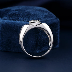 Personalized 925 <b>Silver</b> <b>Mens</b> <b>Ring</b> With Round Cut Moissanite Diamond <b>Ring</b> Designed for Maximum Shine and Street Luxury Design - Product Image 5