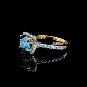 Bague de fiançailles en diamant de laboratoire taille ronde de qualité supérieure, or jaune massif 14 carats, bande polie brillante, 1 carat, joaillerie fine - Product Image 2