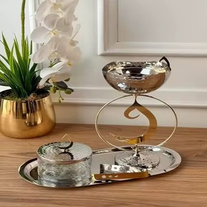 ชุดเครื่องเขียนธูปหอมหรูหราเป็นของขวัญสำหรับงานแต่งงานสไตล์อาหรับทำจากโลหะเคลือบเงาสีทอง - Product Image 2