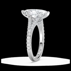 Anillo de Compromiso con Diamante Cultivado en Laboratorio, Corte Marquesa, 2.25 CTW, Banda con Pavé, Certificado IGI, Oro Sólido de 14K - Product Image 2