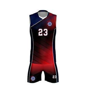 ชุดยูนิฟอร์มวอลเลย์บอลแบบไม่มีแขน ผลิตจากโรงงาน พิมพ์ลาย แห้งเร็ว 100% โพลีเอสเตอร์ ทนทาน มีหลายสีให้เลือกสำหรับทีม - Product Image 4