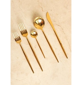 Stainless steel cutlery <b>set</b> gold finished elegant flatware for table top, kitchenware, tableware, banquets and fine dining - Product Image 1