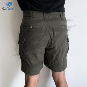 Shorts cargo en coton pour hommes, taille élastique, teinture unie, séchage rapide, haute qualité, streetwear décontracté d'été - Product Image 3
