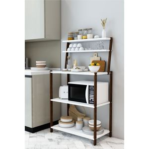 Banc de cuisine en bois blanc - Coin café et étagère de cuisine multifonctionnelle - Product Image 1