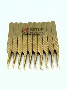 Pince à épiler pour extensions de cils en acier inoxydable de haute qualité, à dents diamantées, 45 degrés, couleur personnalisée, anti-magnétique - Product Image 2