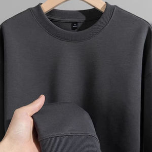 Sudadera con capucha de color sólido de peso pesado de 350gsm para hombre, Sudadera de cuello redondo de gran tamaño de otoño gris oscuro, sudaderas con capucha unisex - Product Image 1