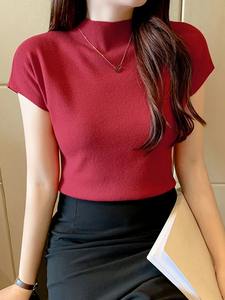 Camisetas de Verano sin Mangas para Mujer, Cuello Alto, Tejido de Punto, Color Sólido, Ajustadas, Estilo Casual para Calle - Product Image 5