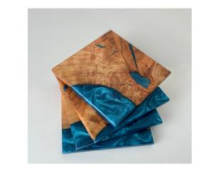 ที่รองแก้วทำจากไม้อีพ็อกซี่ทรงสี่เหลี่ยมทรงกลมพร้อมชุดยึดสำหรับสำนักงานและบ้านจาก SCI - Product Image 3