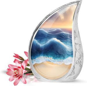 Urna de playa de metal en forma de lágrima, tamaño adulto, urna de cremación, urna funeraria decorativa de estilo americano, suministros al por mayor - Product Image 1