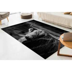 Tapis imprimé vache sauvage - Tapis décoratif animal lavable en machine, tapis doux non tissé - Product Image 3