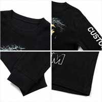 T-shirt surdimensionné pour homme, 300 GSM, coton mélangé lourd, logo personnalisé, col rond, manches longues, imprimé graphique, streetwear