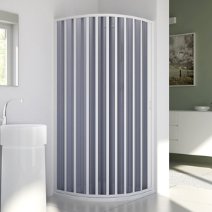 Box Doccia Semicircolare Soffietto in Acrilico Dorato 70-90x70-90x185 cm H - Product Image 1
