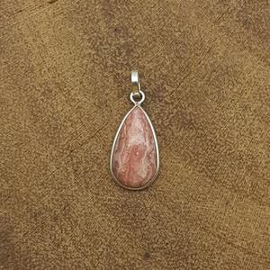 Colgante de piedras preciosas de Rodocrosita delicada, collar con colgante de bisel elegante para niñas, colgante de plata de ley 925 para mujeres, hecho de plata 925 - Product Image 1