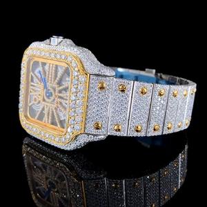 Montres en gros-Montres analogiques à cadran carré de 14 carats pour l'approvisionnement B2B Montres en diamant de laboratoire haut de gamme - Product Image 6