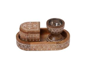 Brûleur d'encens en bois de manguier fait main, écologique, durable et luxueux, imprimé à la main, Bakhoor Mubakhara, diffuseur religieux pour la maison, toutes saisons - Product Image 3