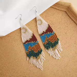 Fashion Retro Female Tassel <b>Earrings</b> <b>Long</b> Beaded Drop <b>Earrings</b> with Seed Beads Ethnic Style Creative Bohemian Design - Product Image 2