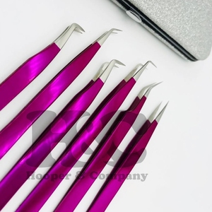 Pinzas para extensiones de pestañas, pinzas de punta afilada de acero inoxidable, caja de tarjeta de visón sostenible - Product Image 5