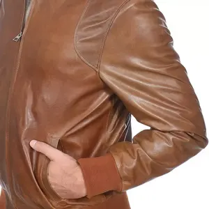 Último diseño transpirable mejor llegada Chaquetas de cuero para hombres Oem Chaqueta de invierno personalizada precio al por mayor duradero Chaqueta de cuero para hombres - Product Image 5