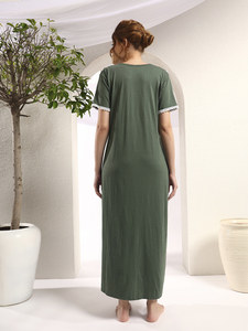 Camisón de encaje 100% algodón para mujer, manga media, largo completo, tela transpirable, suave, elegante, informal, para primavera, otoño y verano - Product Image 6