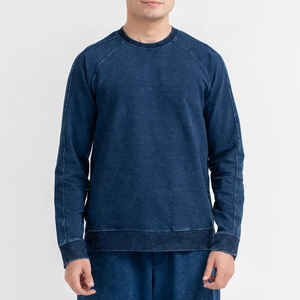 Haute qualité lavage à l'acide classique blanc uni col rond sweat à manches longues imprimé coton solide col rond sweat - Product Image 1