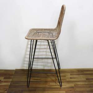 Comhome-Natural Plastic <b>Rattan</b> Recliner with Built-in <b>Storage</b> and Matching <b>Cushions</b> for Comfortable Lounging - Product Image 6