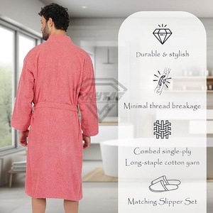 100% confortable respirant grande taille thermique classique luxe Robes pour hommes femmes longue agrafe coton éponge tissu peignoir - Product Image 3
