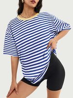 Camisetas de Verano para Mujer, Holgadas, Ligeras, 100% Algodón, Transpirables, Estampadas, de Manga Corta, Económicas