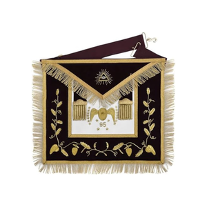 Delantal Master Mason Blue Lodge-Terciopelo negro con bordado a máquina plateado Delantal masónico - Product Image 5