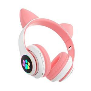 Audífonos Over-Ear con Orejas de Gato y Luz RGB con Diseño de Huella de Pata, Bluetooth 5.0 Inalámbrico, Sonido Estéreo, Control Táctil, Carga Tipo-C, Myrv - Product Image 1