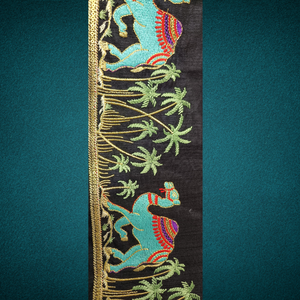 Décoration de dentelle de conception de chameau complexe broderie de travail de fil lourd sur la bordure de tissu de Tulle embellissement élégant pour les vêtements - Product Image 1