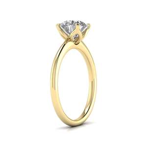 Anillo de compromiso solitario con diamante redondo engastado en bisel, 1.25 ct, color F, claridad VS, diamante cultivado en laboratorio, en oro de 14K, para uso diario, regalo. - Product Image 4