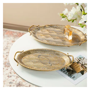 Bandeja de servicio de vidrio decorativa de diseño personalizado con asas para el hogar, mesa, cocina, uso directo de fábrica para decoración de Ramadán - Product Image 3