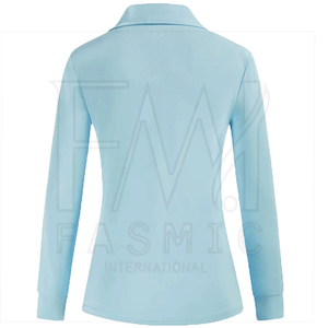 <b>Women's</b> Zip-up Neck Golf <b>for</b> <b>Polo</b> T-<b>Shirts</b> 100% Cotton <b>Long</b> <b>Sleeves</b> Private Label Plus Size Jersey Fabric - Product Image 3