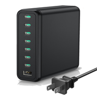 Bloc chargeur USB C 200W, station de charge rapide USB C 8 ports GaN III PPS PD 65W, adaptateur de chargeur pour ordinateurs portables et téléphones portables