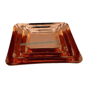 Plato de cobre personalizado de la mejor calidad al por mayor, plato de cobre con patrón martillado, Juego de 4 Uds. Para boda en casa - Product Image 1