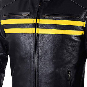 2025 venta al por mayor ropa deportiva de cuero de vaca para hombre personalizada de alta calidad moda elegante chaqueta de cuero de moto a prueba de viento - Product Image 4