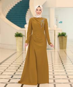 Elegante vestido de noche de satén Aline con lentejuelas con cuentas y cuentas Vestido largo de baile con una manga y decoración de patrón para fiesta - Product Image 3