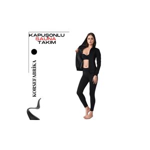 ชุดซาวน่าระบายความร้อนกระชับสัดส่วนชุดซาวน่าแขนยาวมีฮู้ดและเลกกิ้งชุดซาวน่า - Product Image 1