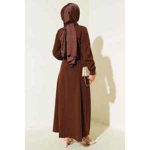 ชุดเดรสปิดกระดุมด้านข้างสีน้ำตาล - Product Image 3