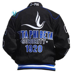 Zeta Phi Beta Soror Embroidery Women Cotton Racing Twill Race Jacket Sorority Zeta Embroidered <b>Ladies</b> Customized Racing Jacket - Product Image 4