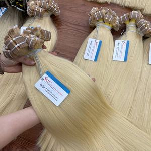 Prix de gros Ruban droit naturel de couleur blonde en 100% Extensions de cheveux vietnamiens meilleure qualité sans enchevêtrement soyeux grand stock - Product Image 1