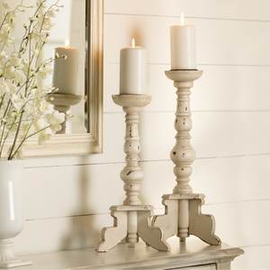 <b>Set</b> of 2 Tall Wooden Candlestick Holder & Pillar <b>Candle</b> Holder With White Wash Hot Selling <b>Candle</b> Holder for Religious Use - Product Image 5
