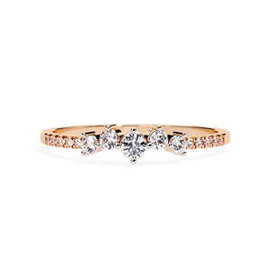 Bague de fiançailles élégante en or rose 14 carats avec cinq pierres rondes en diamant naturel, bijoux fins pour femmes - Product Image 3