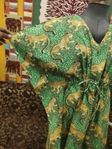 Caftán con estampado de tigre indio para mujer Long Beach Cover Up Maxi vestido con decoración de encaje tejido de algodón estampado Digital ropa de dormir - Product Image 2