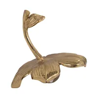 Sculpture murale en aluminium d'orchidée dorée, élégante, moderne, faite à la main, décoration luxueuse de couleur or pour la maison et le bureau