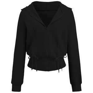 Womens crop pullover Fleece Hooded Sweatshirts Casual Pullover Long Sleeve with drawstrings - Product Image 1