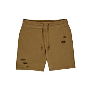 Short en coton style High Street pour homme, confortable, séchage rapide, déchiré, décontracté, taille moyenne, cordon de serrage, motif solide - Product Image 1